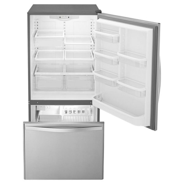 Whirlpool WRB322DMBM 33-inches wide Bottom-Freezer Refrigerator with SpillGuard™ Glass Shelves - 22 cu. ft Sale