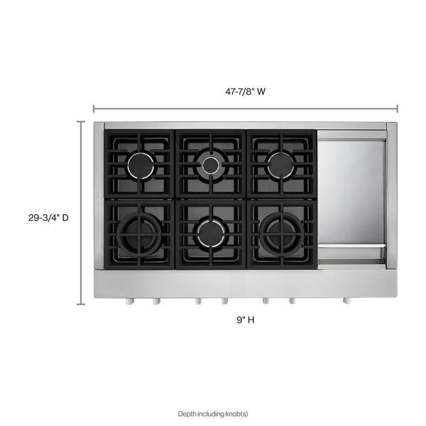 KCGC558JSS KitchenAid® 48   6-Burner Commercial-Style Gas Rangetop with Griddle Supply