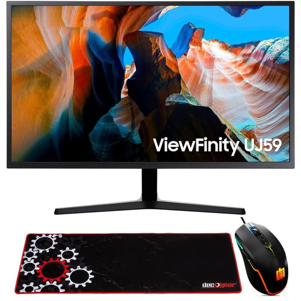 Samsung 32  ViewFinity UJ590 UHD Monitor - Dark Gray Blue + Gaming Mouse & Pad Online Hot Sale